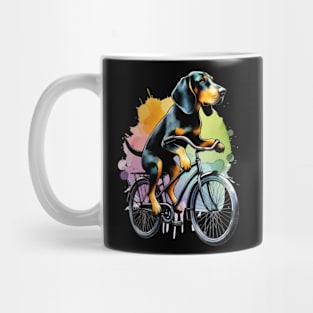 Watercolor Black And Tan Coonhound Biking Mug